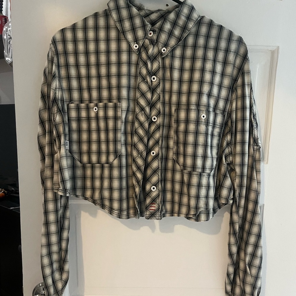 BDG cropped plaid flannel
